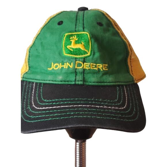 VTG Invasion Headwear Coll John Deere Trucker Mesh Hook/Loop Hat Tractor Hat - Picture 1 of 12